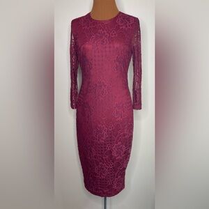 Jessica Simpson Burgundy Wine Lace Overlay Party Cocktail Dress Size 4